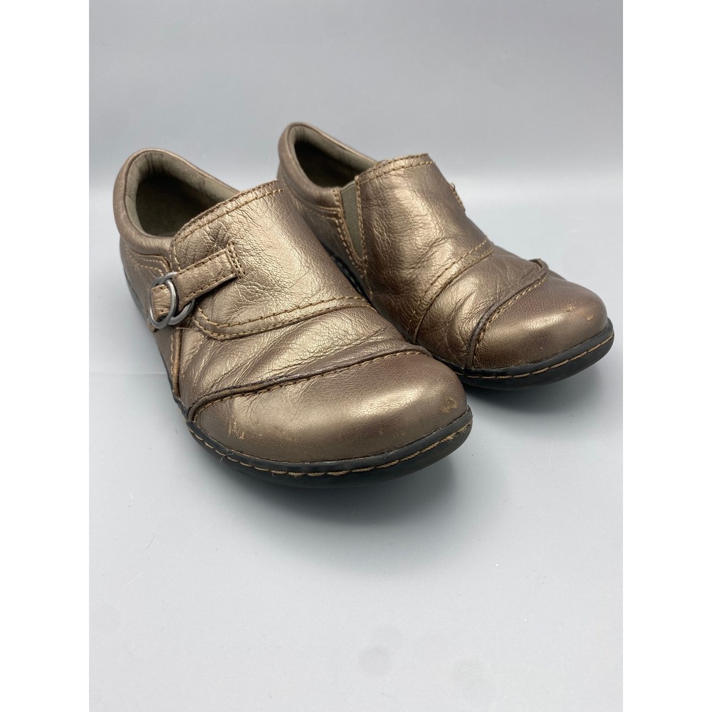 Clarks Womens 9.5M Shoes Ashland Metallic Bronze‎ Slip On Loafers Leather